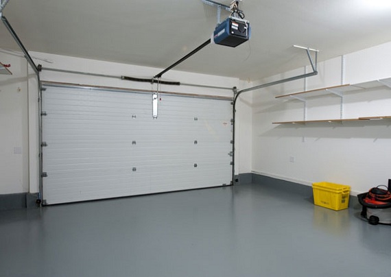 Garage interior with an installed automatic opener