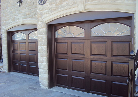 Custom brown carriage-style garage doors